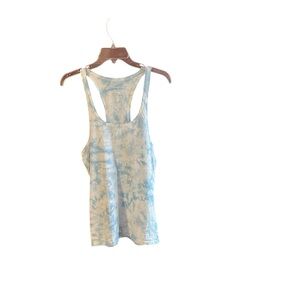 Jed North blue white tie-dye racerback muscle tank top cotton spandex Sz S